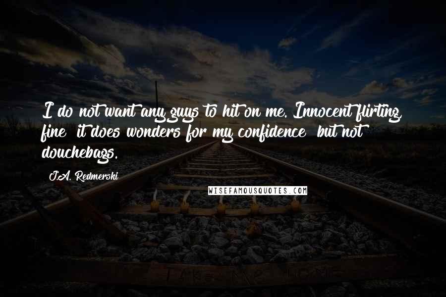 J.A. Redmerski Quotes: I do not want any guys to hit on me. Innocent flirting, fine  it does wonders for my confidence  but not douchebags.