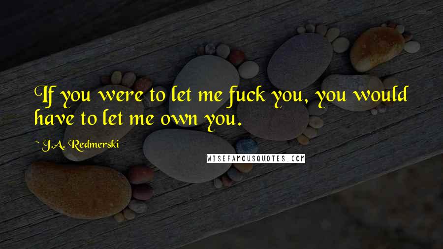 J.A. Redmerski Quotes: If you were to let me fuck you, you would have to let me own you.