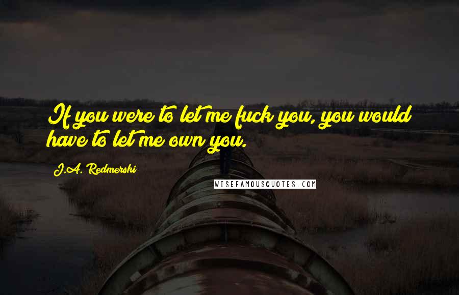 J.A. Redmerski Quotes: If you were to let me fuck you, you would have to let me own you.