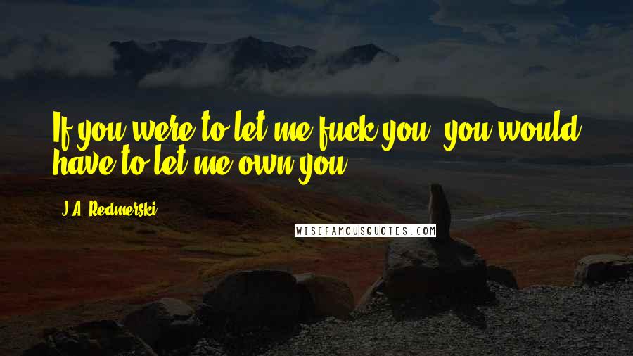 J.A. Redmerski Quotes: If you were to let me fuck you, you would have to let me own you.