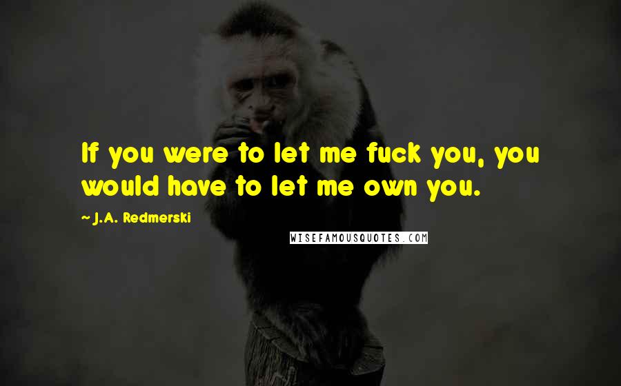 J.A. Redmerski Quotes: If you were to let me fuck you, you would have to let me own you.