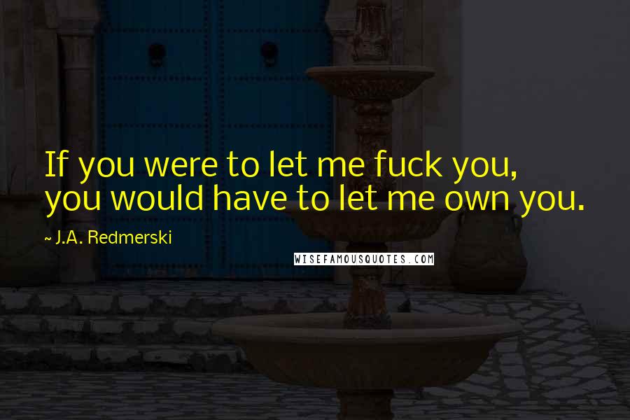 J.A. Redmerski Quotes: If you were to let me fuck you, you would have to let me own you.