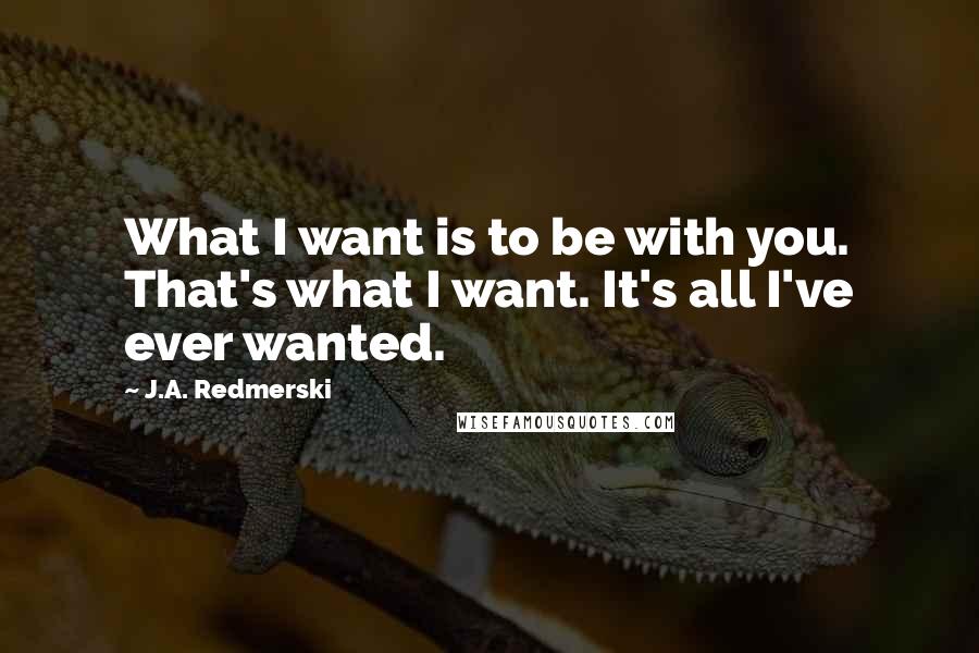 J.A. Redmerski Quotes: What I want is to be with you. That's what I want. It's all I've ever wanted.