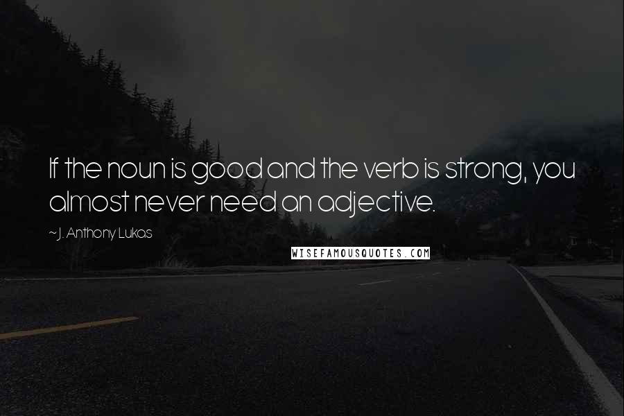 J. Anthony Lukas Quotes: If the noun is good and the verb is strong, you almost never need an adjective.