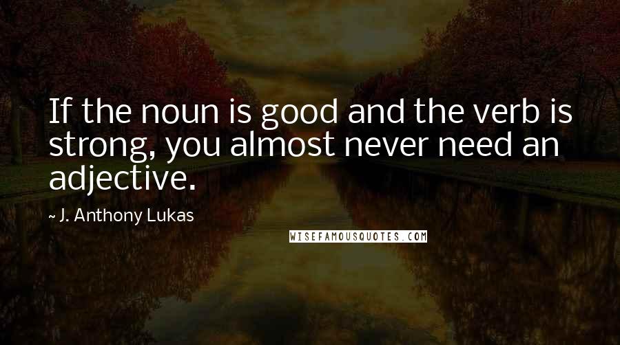 J. Anthony Lukas Quotes: If the noun is good and the verb is strong, you almost never need an adjective.