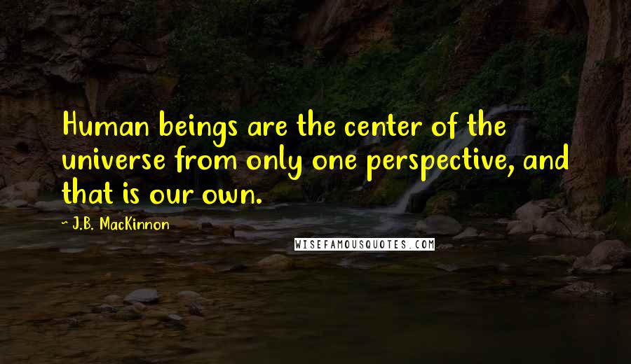 J.B. MacKinnon Quotes: Human beings are the center of the universe from only one perspective, and that is our own.