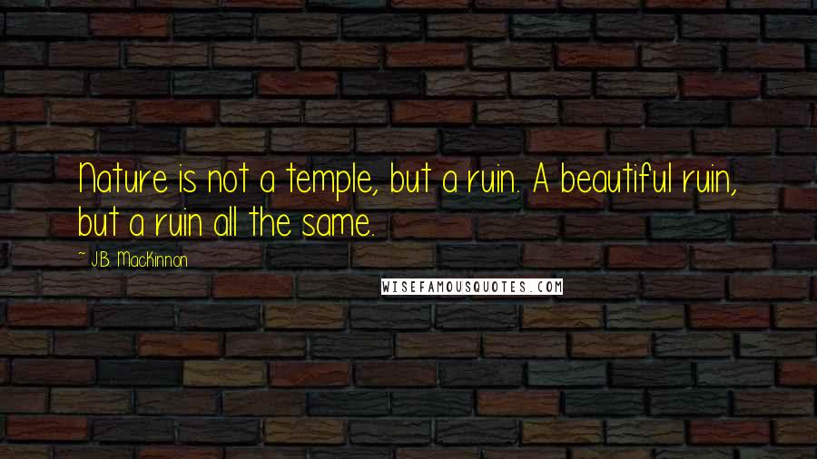 J.B. MacKinnon Quotes: Nature is not a temple, but a ruin. A beautiful ruin, but a ruin all the same.