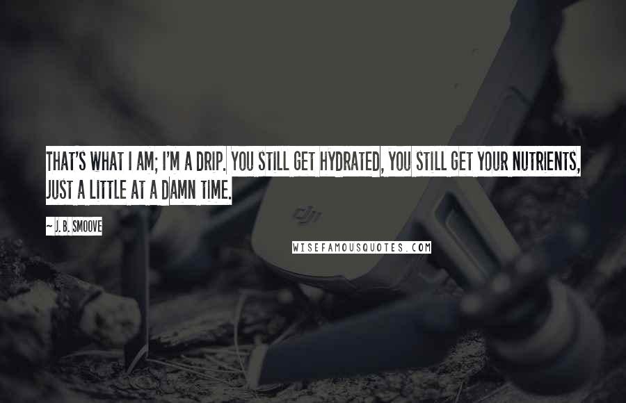 J. B. Smoove Quotes: That's what I am; I'm a drip. You still get hydrated, you still get your nutrients, just a little at a damn time.