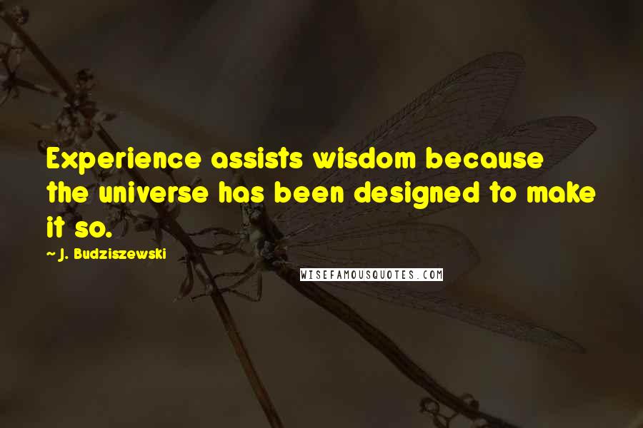 J. Budziszewski Quotes: Experience assists wisdom because the universe has been designed to make it so.