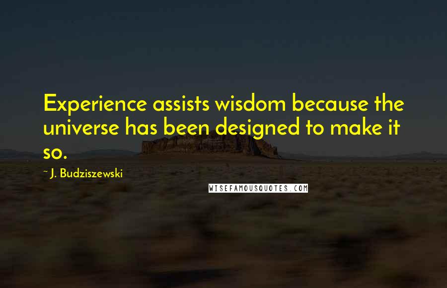 J. Budziszewski Quotes: Experience assists wisdom because the universe has been designed to make it so.