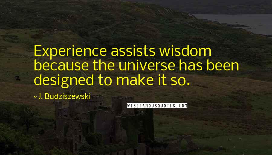 J. Budziszewski Quotes: Experience assists wisdom because the universe has been designed to make it so.