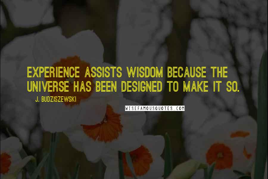 J. Budziszewski Quotes: Experience assists wisdom because the universe has been designed to make it so.