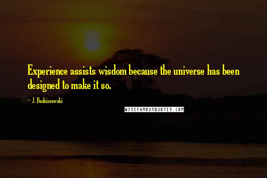 J. Budziszewski Quotes: Experience assists wisdom because the universe has been designed to make it so.