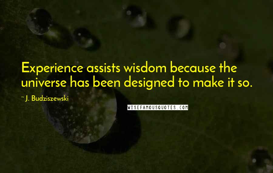 J. Budziszewski Quotes: Experience assists wisdom because the universe has been designed to make it so.