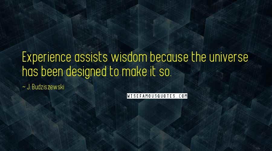 J. Budziszewski Quotes: Experience assists wisdom because the universe has been designed to make it so.