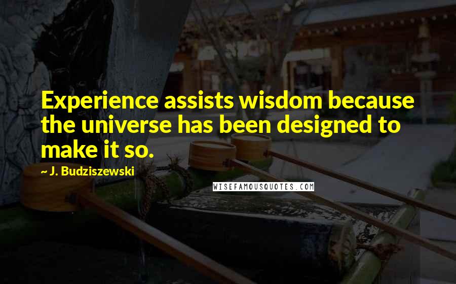 J. Budziszewski Quotes: Experience assists wisdom because the universe has been designed to make it so.