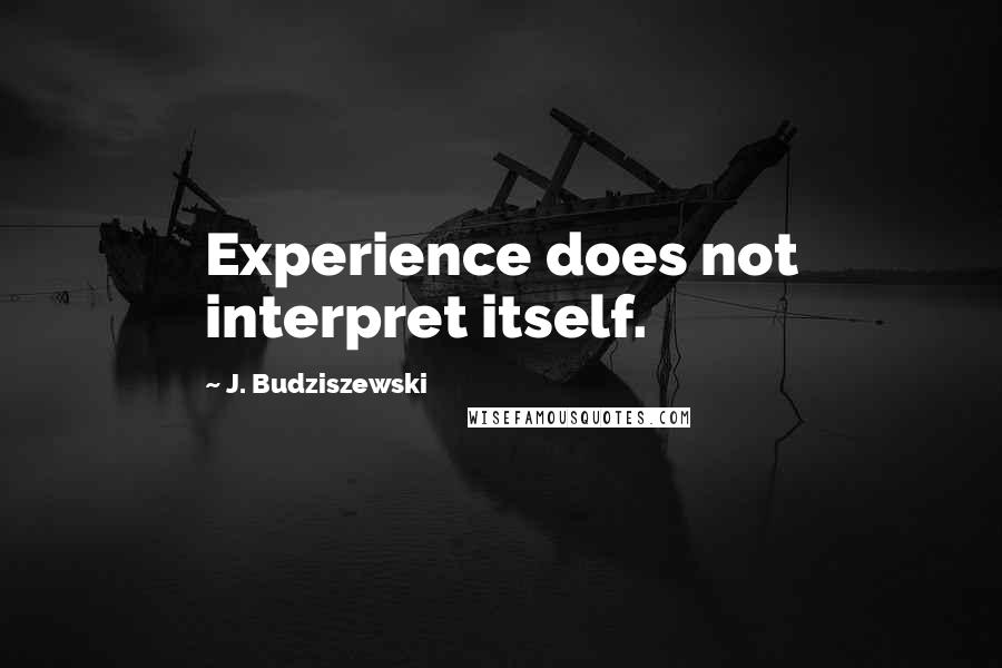 J. Budziszewski Quotes: Experience does not interpret itself.