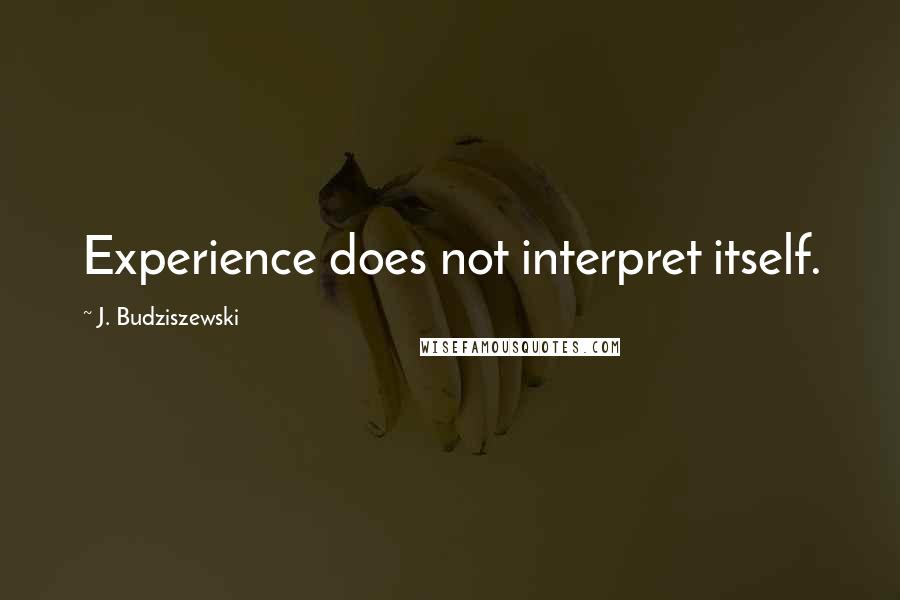 J. Budziszewski Quotes: Experience does not interpret itself.
