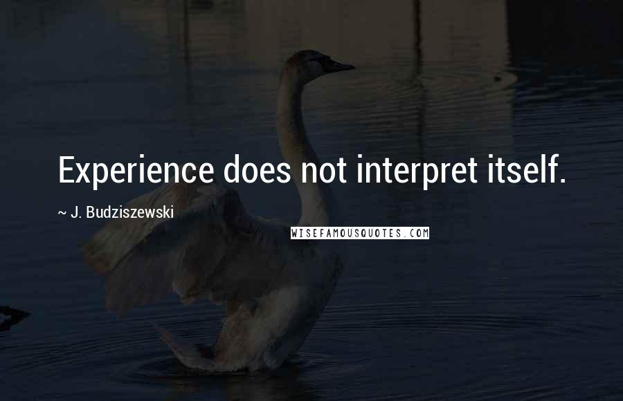 J. Budziszewski Quotes: Experience does not interpret itself.