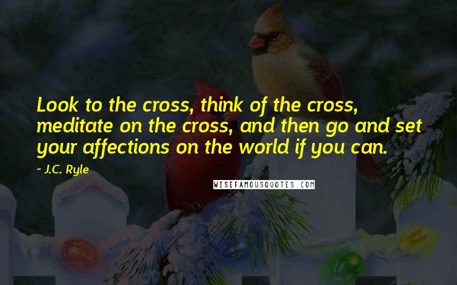 J.C. Ryle Quotes: Look to the cross, think of the cross, meditate on the cross, and then go and set your affections on the world if you can.