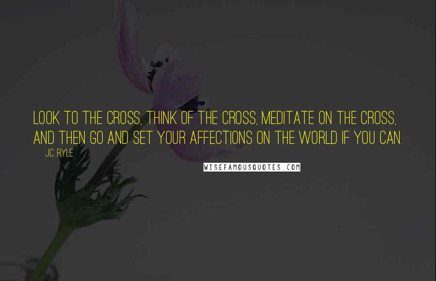 J.C. Ryle Quotes: Look to the cross, think of the cross, meditate on the cross, and then go and set your affections on the world if you can.