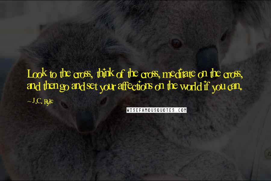 J.C. Ryle Quotes: Look to the cross, think of the cross, meditate on the cross, and then go and set your affections on the world if you can.