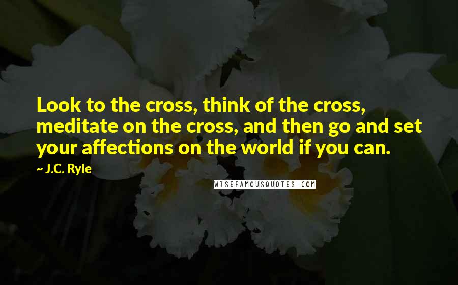 J.C. Ryle Quotes: Look to the cross, think of the cross, meditate on the cross, and then go and set your affections on the world if you can.