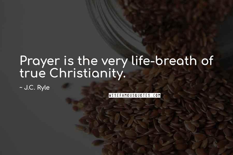 J.C. Ryle Quotes: Prayer is the very life-breath of true Christianity.