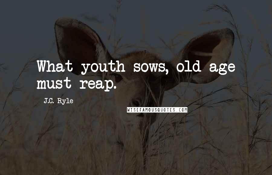 J.C. Ryle Quotes: What youth sows, old age must reap.