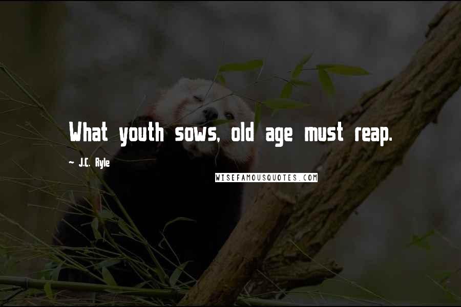 J.C. Ryle Quotes: What youth sows, old age must reap.