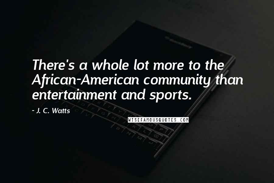 J. C. Watts Quotes: There's a whole lot more to the African-American community than entertainment and sports.