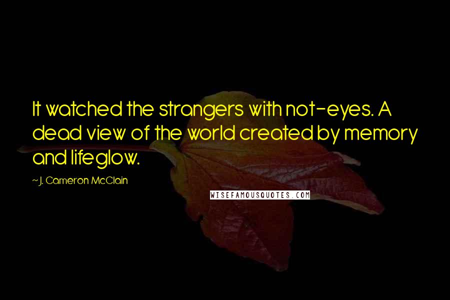 J. Cameron McClain Quotes: It watched the strangers with not-eyes. A dead view of the world created by memory and lifeglow.