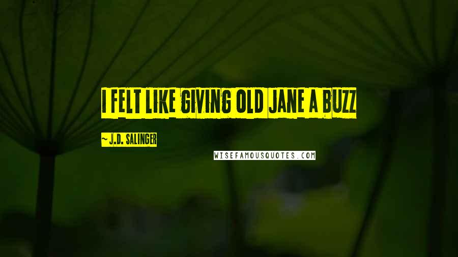 J.D. Salinger Quotes: I felt like giving old Jane a buzz