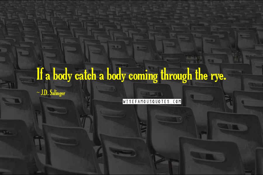 J.D. Salinger Quotes: If a body catch a body coming through the rye.