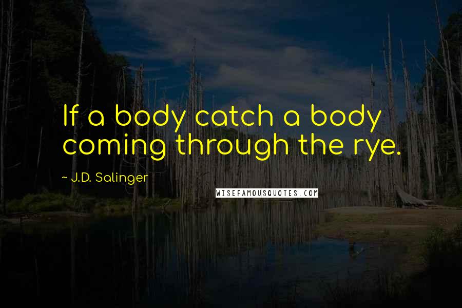 J.D. Salinger Quotes: If a body catch a body coming through the rye.