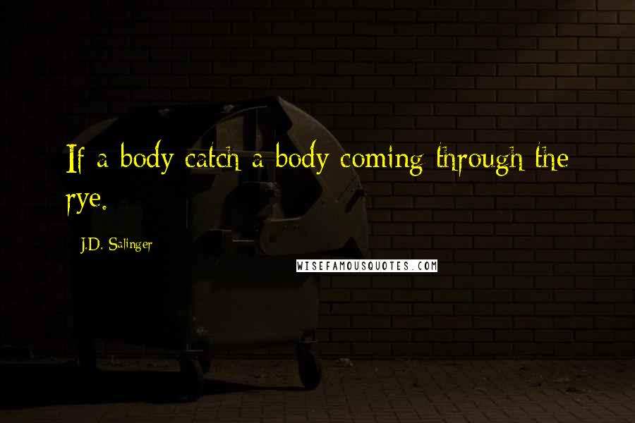 J.D. Salinger Quotes: If a body catch a body coming through the rye.