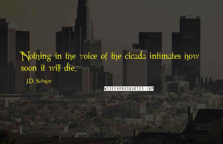 J.D. Salinger Quotes: Nothing in the voice of the cicada intimates how soon it will die.