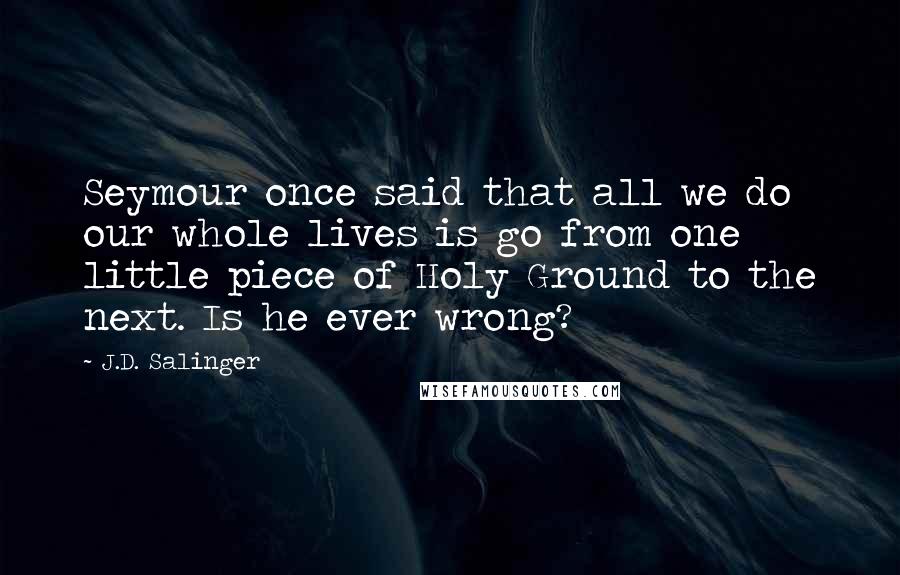 J.D. Salinger Quotes: Seymour once said that all we do our whole lives is go from one little piece of Holy Ground to the next. Is he ever wrong?