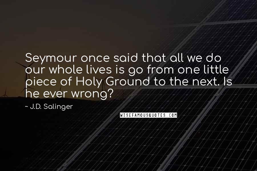 J.D. Salinger Quotes: Seymour once said that all we do our whole lives is go from one little piece of Holy Ground to the next. Is he ever wrong?