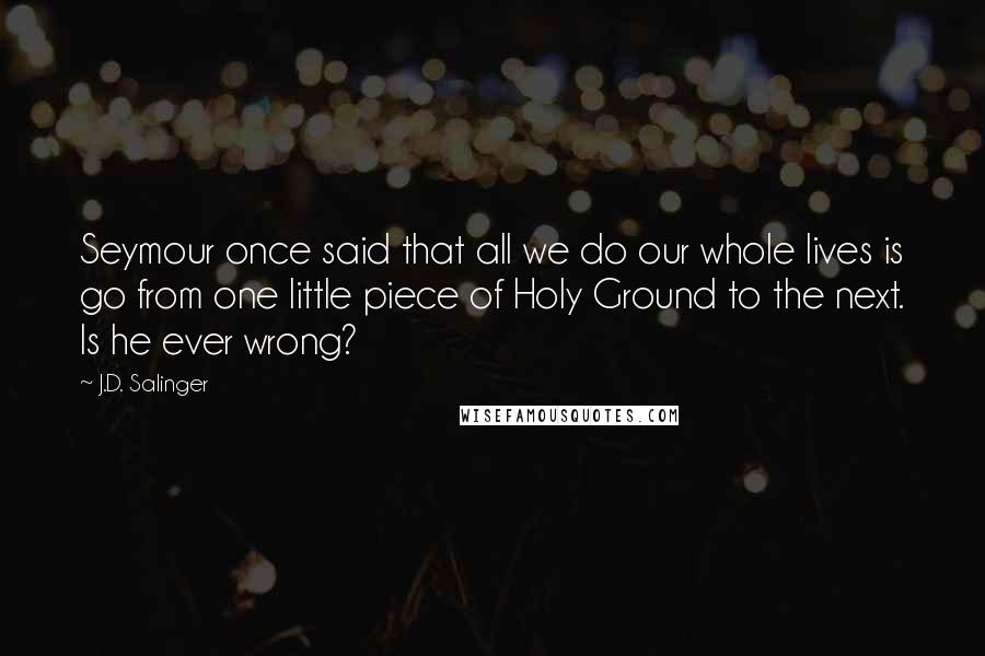 J.D. Salinger Quotes: Seymour once said that all we do our whole lives is go from one little piece of Holy Ground to the next. Is he ever wrong?