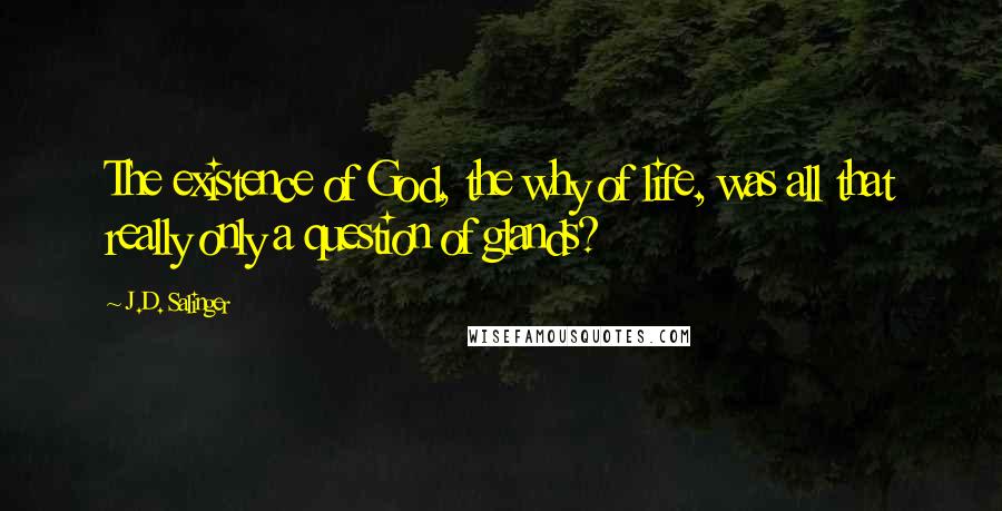 J.D. Salinger Quotes: The existence of God, the why of life, was all that really only a question of glands?