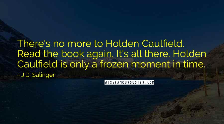 J.D. Salinger Quotes: There's no more to Holden Caulfield. Read the book again. It's all there. Holden Caulfield is only a frozen moment in time.