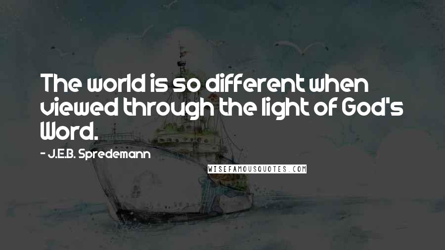 J.E.B. Spredemann Quotes: The world is so different when viewed through the light of God's Word.