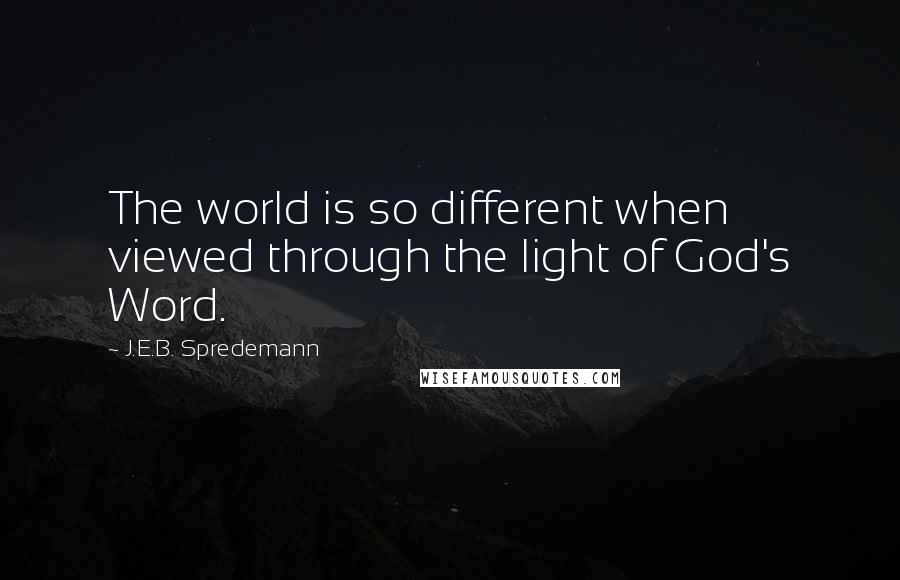 J.E.B. Spredemann Quotes: The world is so different when viewed through the light of God's Word.