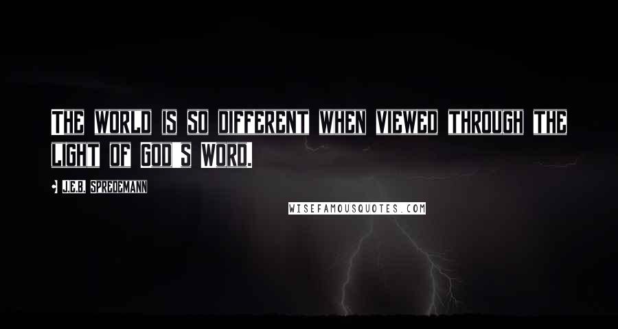 J.E.B. Spredemann Quotes: The world is so different when viewed through the light of God's Word.