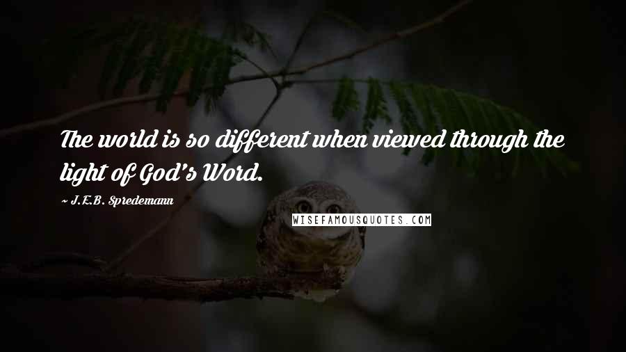 J.E.B. Spredemann Quotes: The world is so different when viewed through the light of God's Word.