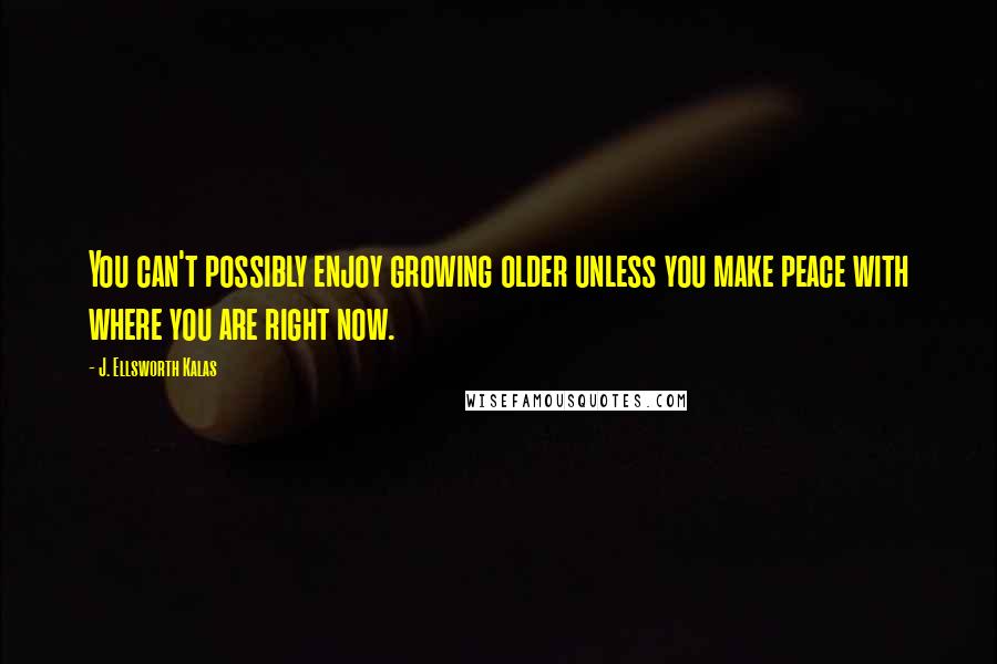 J. Ellsworth Kalas Quotes: You can't possibly enjoy growing older unless you make peace with where you are right now.