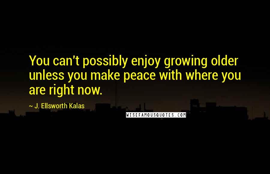 J. Ellsworth Kalas Quotes: You can't possibly enjoy growing older unless you make peace with where you are right now.