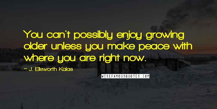 J. Ellsworth Kalas Quotes: You can't possibly enjoy growing older unless you make peace with where you are right now.