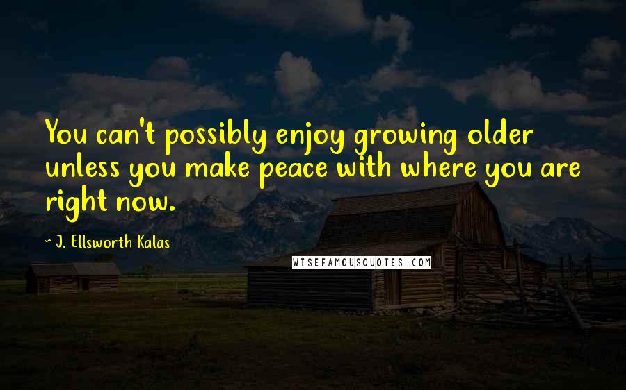 J. Ellsworth Kalas Quotes: You can't possibly enjoy growing older unless you make peace with where you are right now.
